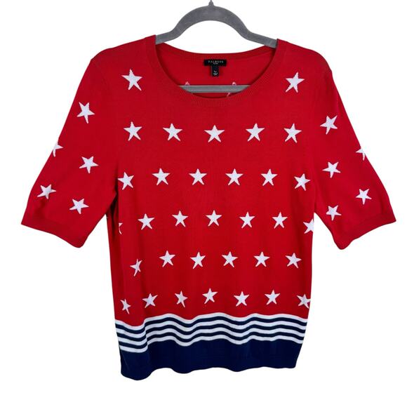 Talbots Sweaters - Talbots Cotton Rayon Lightweight Patriotic Half Sleeve Sweater Stars Stripes LP